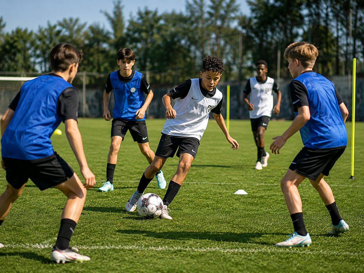 Groepstraining op het veld bij PMP Academy