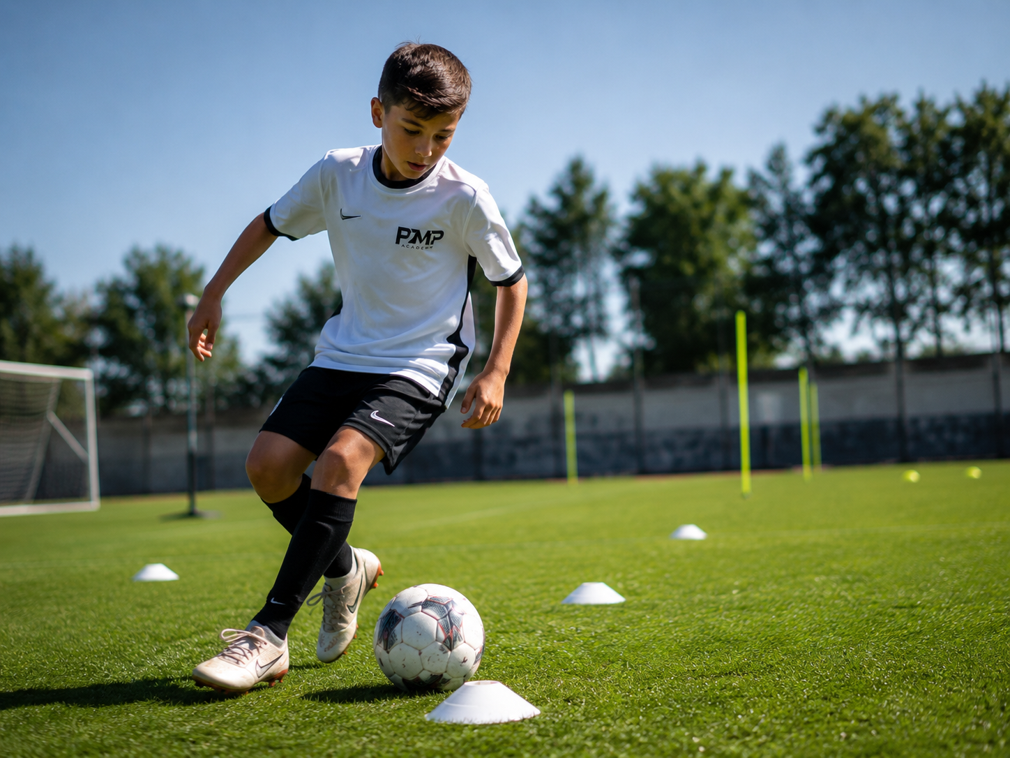 Techniektraining met bal bij PMP Academy