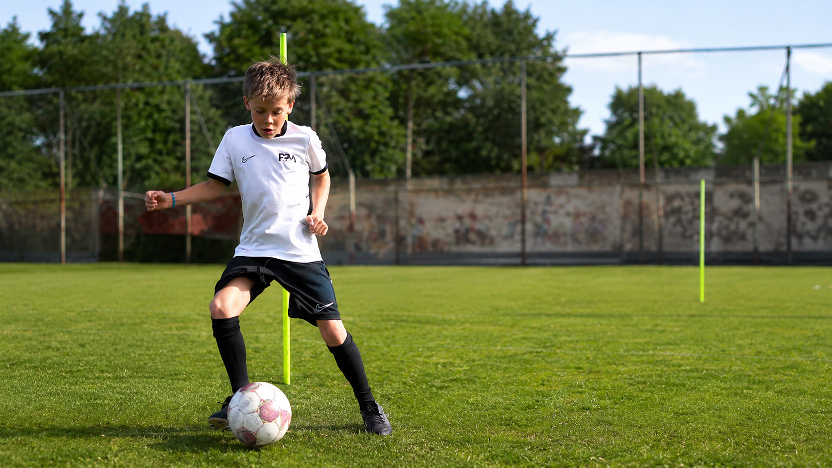 Speler in actie met bal tijdens training bij PMP Academy